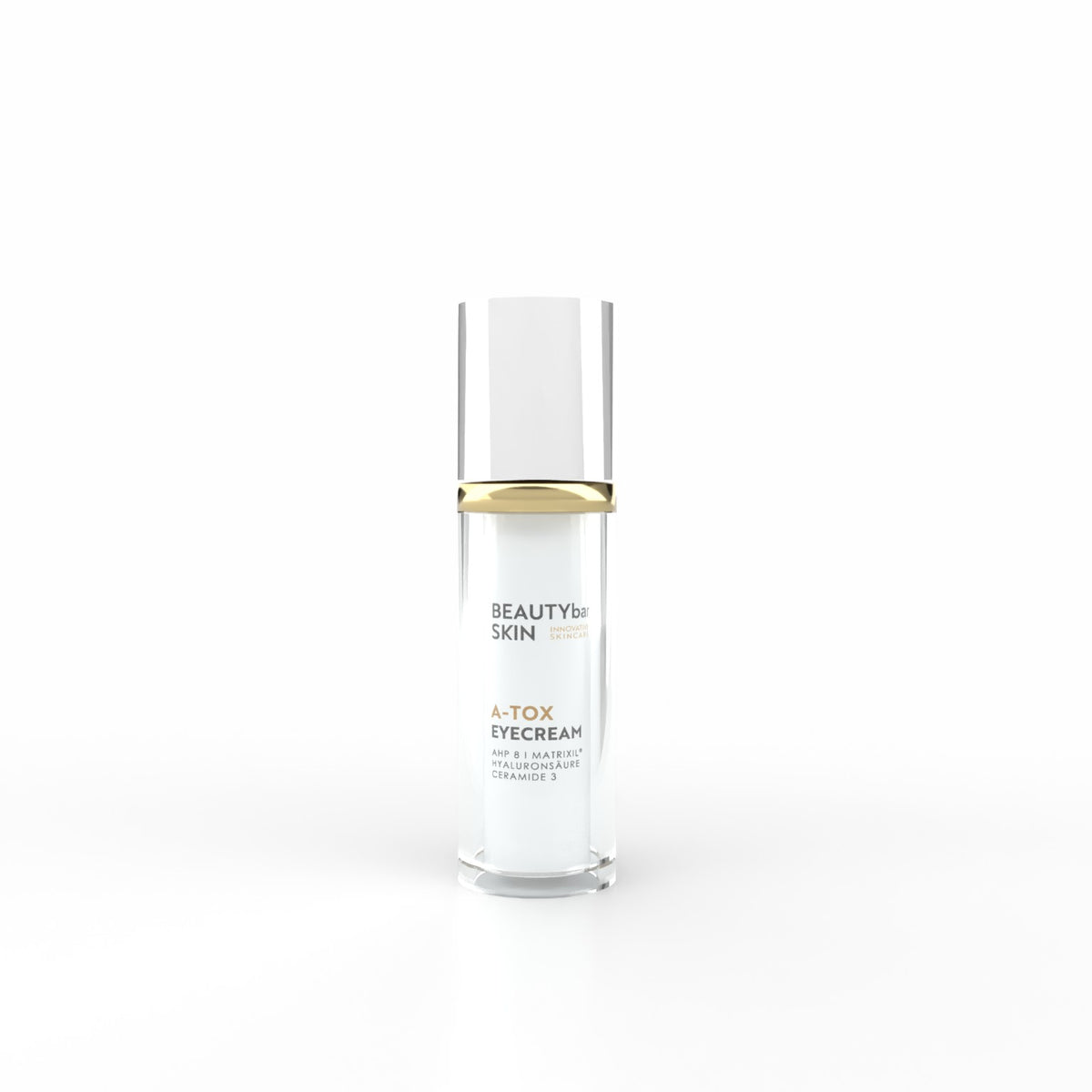 BEAUTYbar SKIN A-TOX EYE CREAM auf hellem Hintergrund